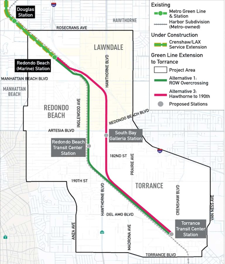 Metro board chooses Hawthorne Blvd. for South Bay light rail extension