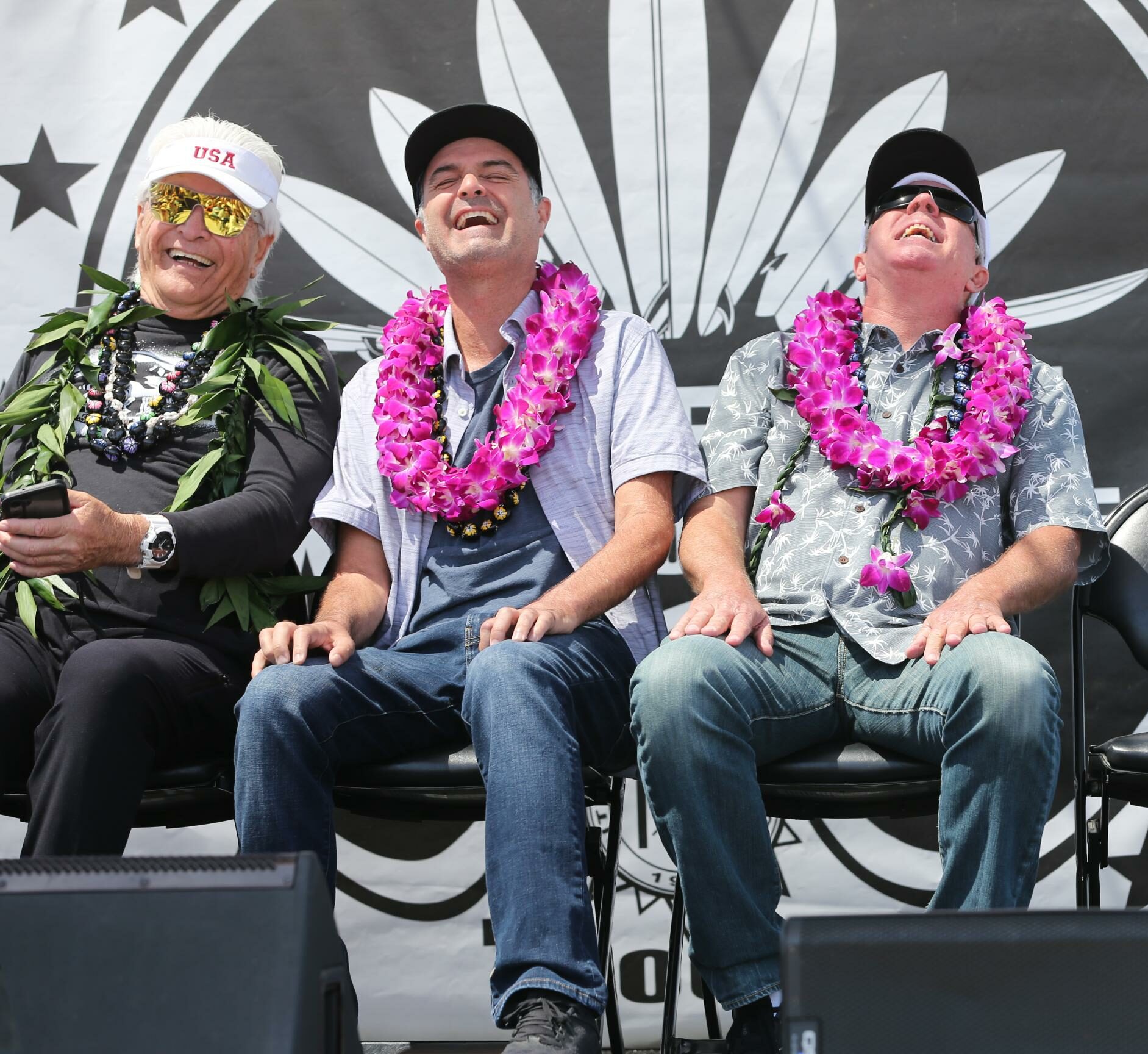 Greg Browning gives thanks, audience thanks him back during 2024 Hermosa Beach Surfer Walk of Fame Ceremony