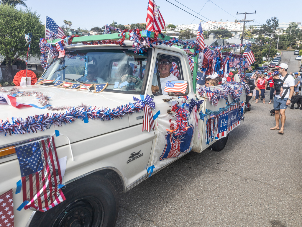 Hermosa Beach 24th Place Independence Day Parade follows the old white truck