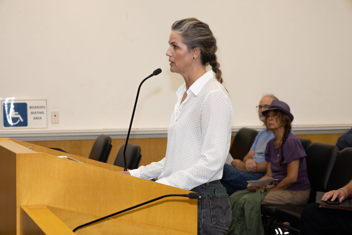 Redondo Councilmember Paige Kaluderovic appears before the Hermosa Council in September 2023 to ask their support in opposing the proposed Metro Line extension in North Redondo. She requested Hermosa support a second time at Hermosa's most recent Council meeting, on March 25. Photo by Kevin Cody